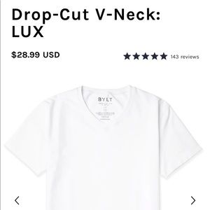 BYLT- drop cut V-Neck, size medium, white